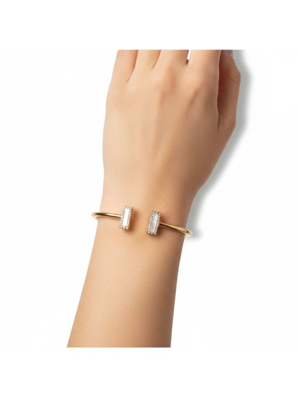 NWB Kate Spade Raising The Bar Gold Tone Crystal Bar Open Cuff Hinged Bracelet D - Picture 5 of 5